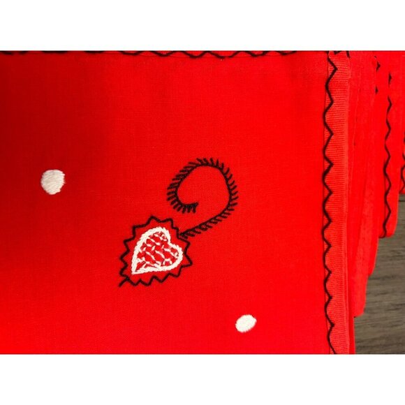 Set Of 6 Red Embroidered Napkins With Heart & Dot Design - Picture 2 of 7